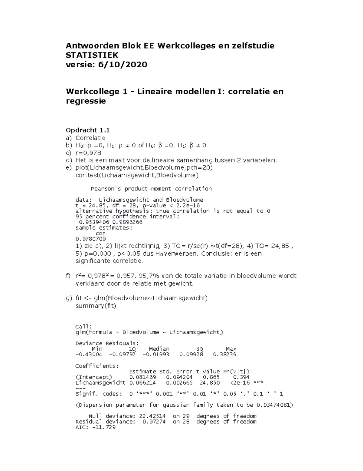 Antwoorden Werkcolleges En Zelfstudie Statistiek Blok EE - Antwoorden ...