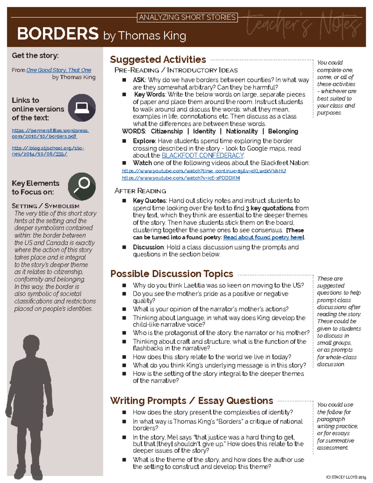 1 Borders Teacher Notes - Teacher’s Notes BORDERS by Thomas King ...