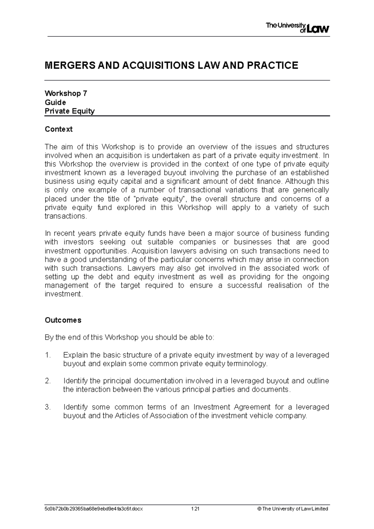 1920 macq ws07 ce01 guide - MERGERS AND ACQUISITIONS LAW AND PRACTICE ...