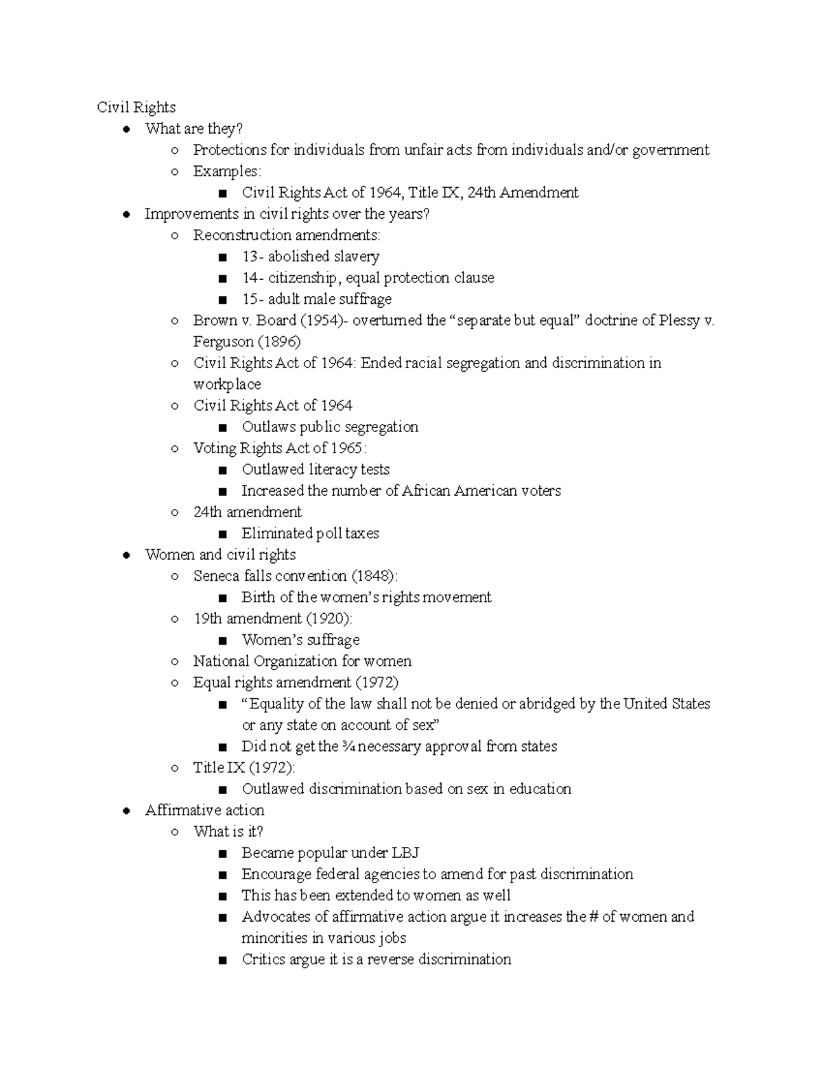 civil rights argument essay ap gov