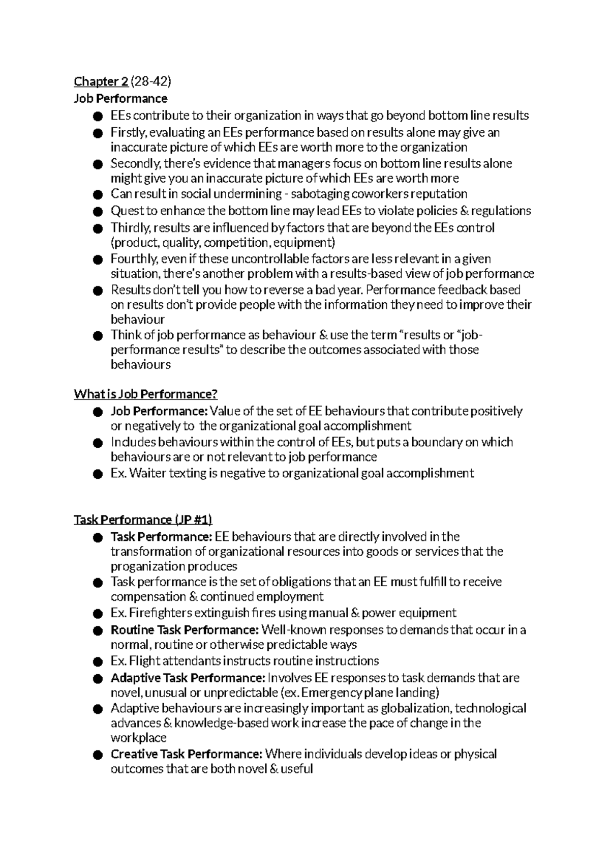 ORBG - Week 3 - Organizational Behaviour notes - Chapter 2 (28-42) Job ...
