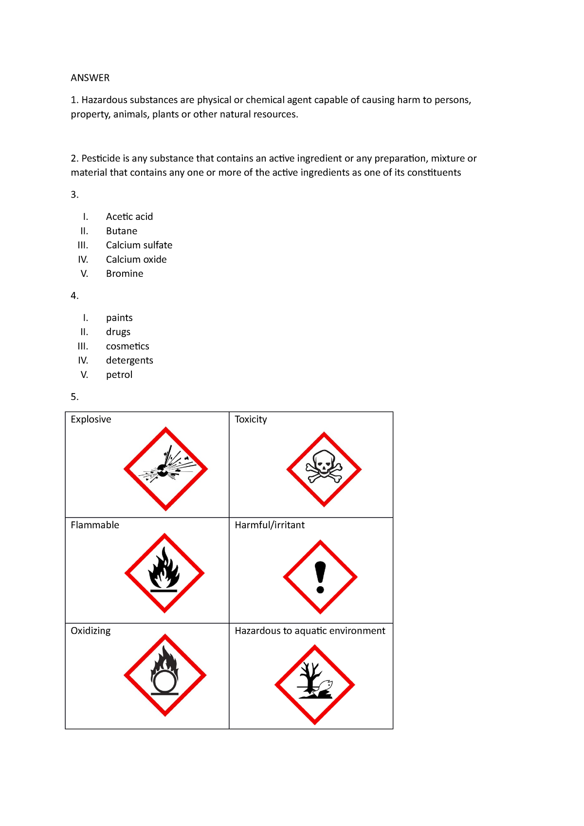 Answer - Test - ANSWER Hazardous substances are physical or chemical ...