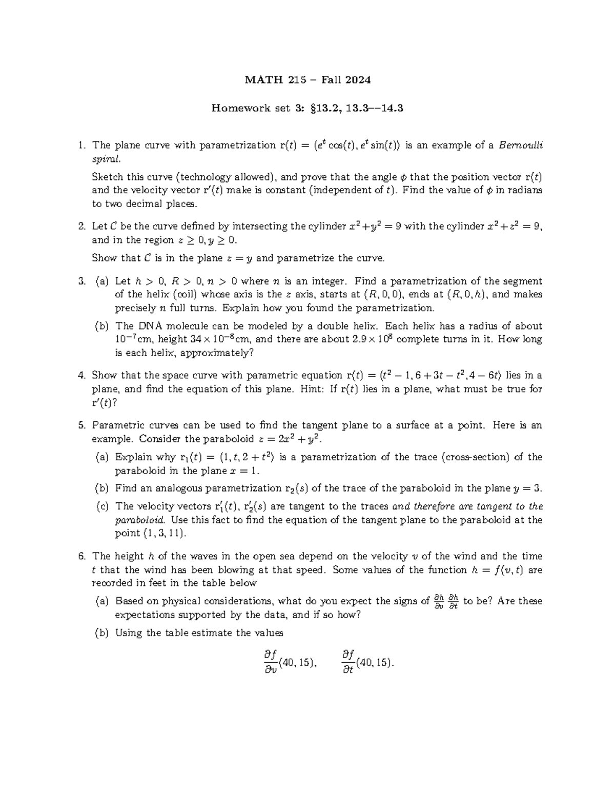 HW 3 13.2, 13.3-14.3 - MATH 215 – Fall 2024 Homework set 3: §13, 13––14 ...