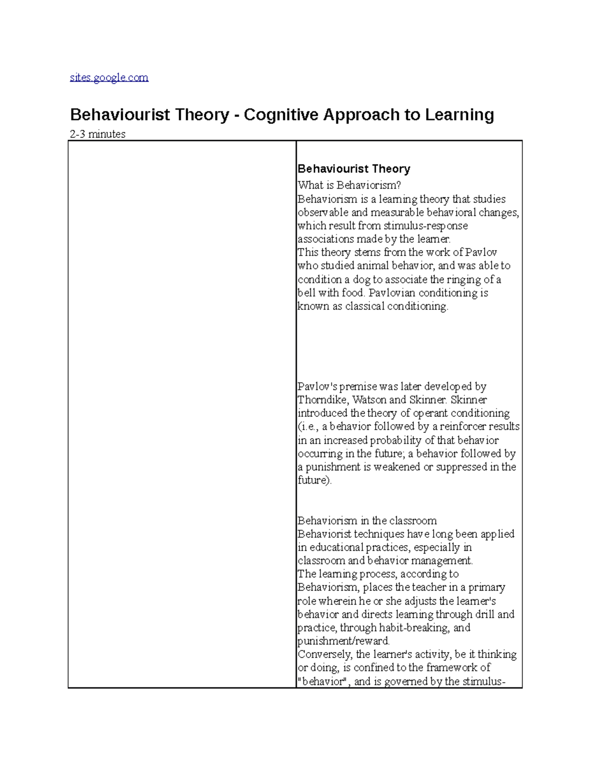 behaviourist-theory-cognitive-approach-to-learning-sites-google