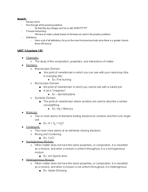 Study Guide Exam 1 - Extra practice for basic/intro to CHM1045. - CHM ...
