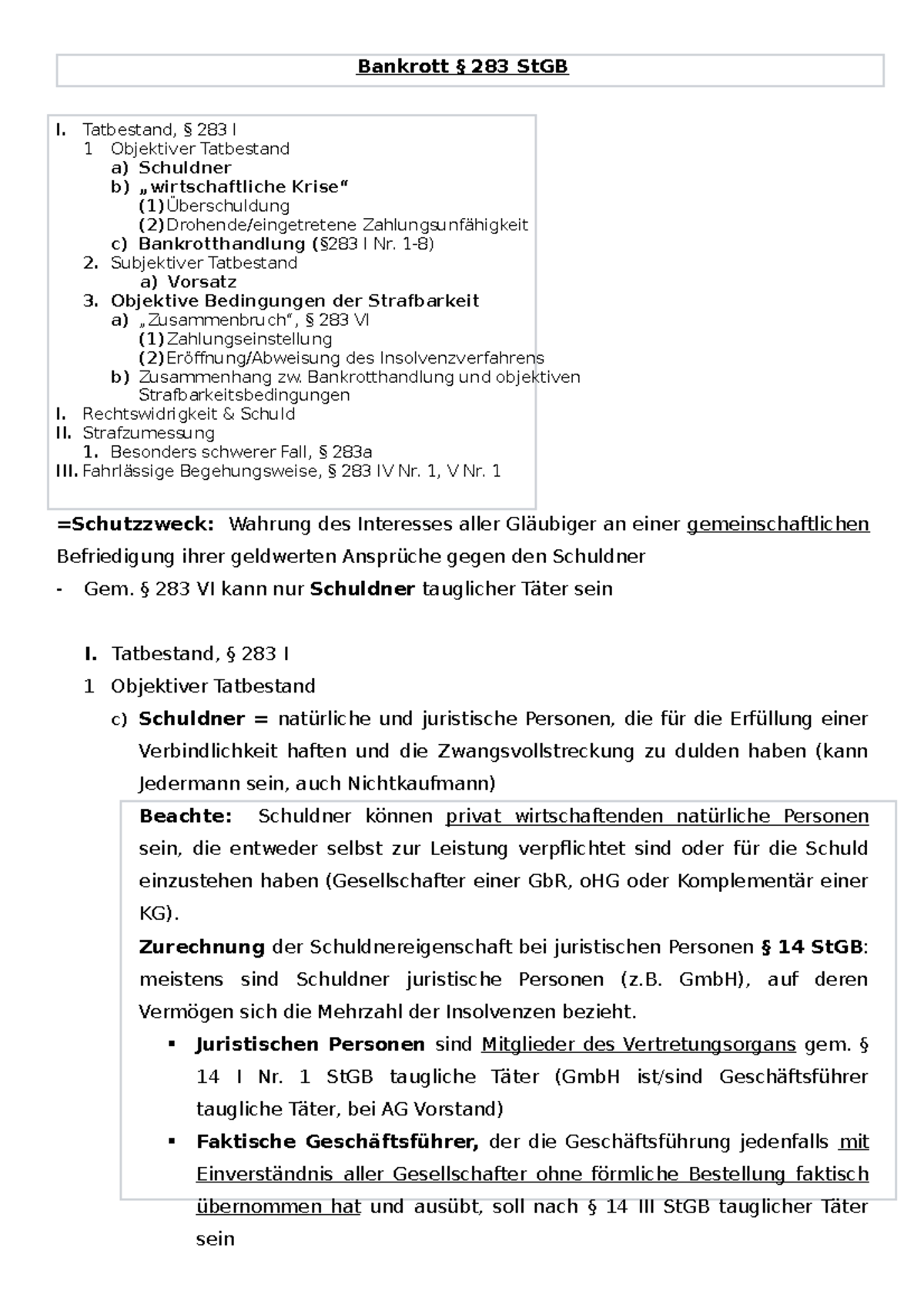 283-bankrott-schema-bankrott-283-stgb-i-tatbestand-283-i-1