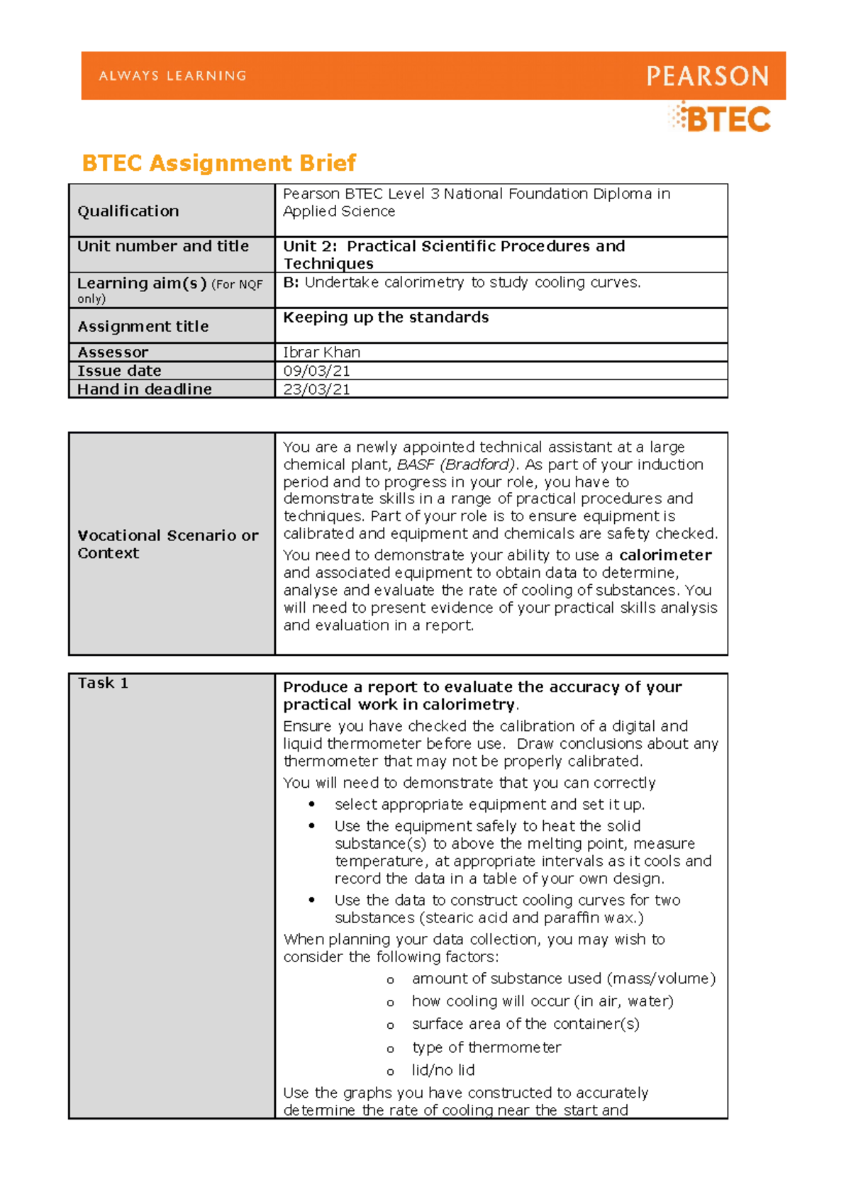 assignment brief template btec