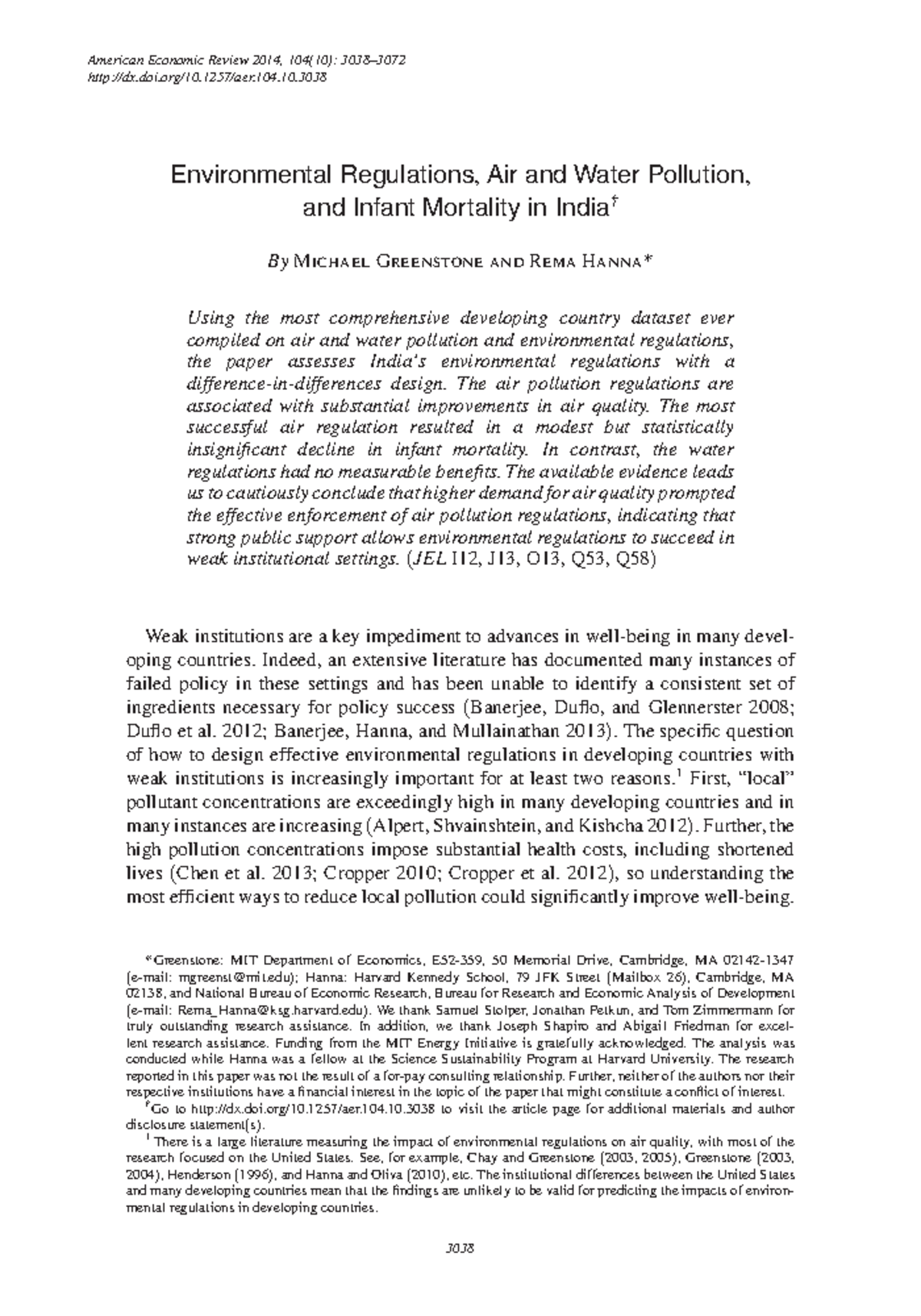 Second Article American Economic Review 2014, 104(10) 30383072 dx