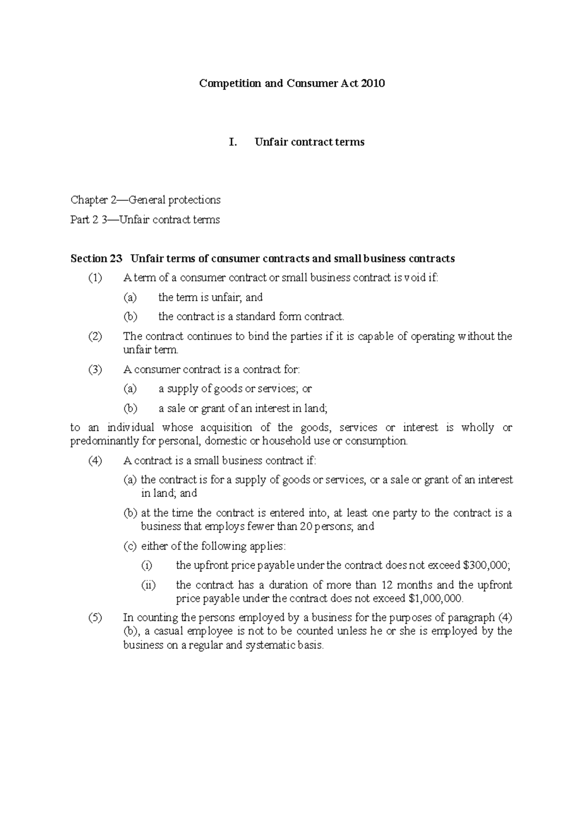 ACL - Unfair contract terms Consumer guarantees - Competition and ...