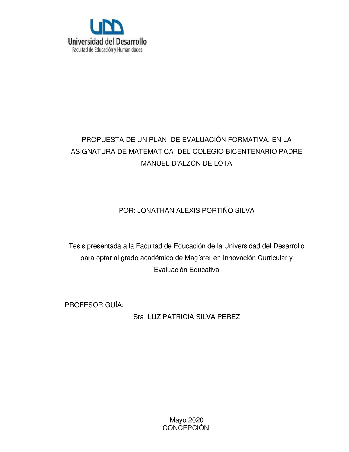 Propuesta de un plan de evaluación formativa en la asignatura - Mayo ...