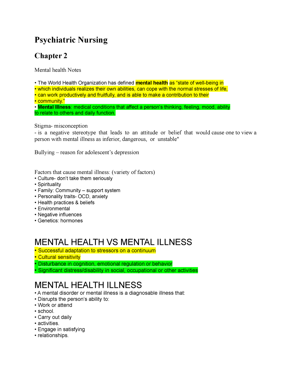 essay about mental health nursing