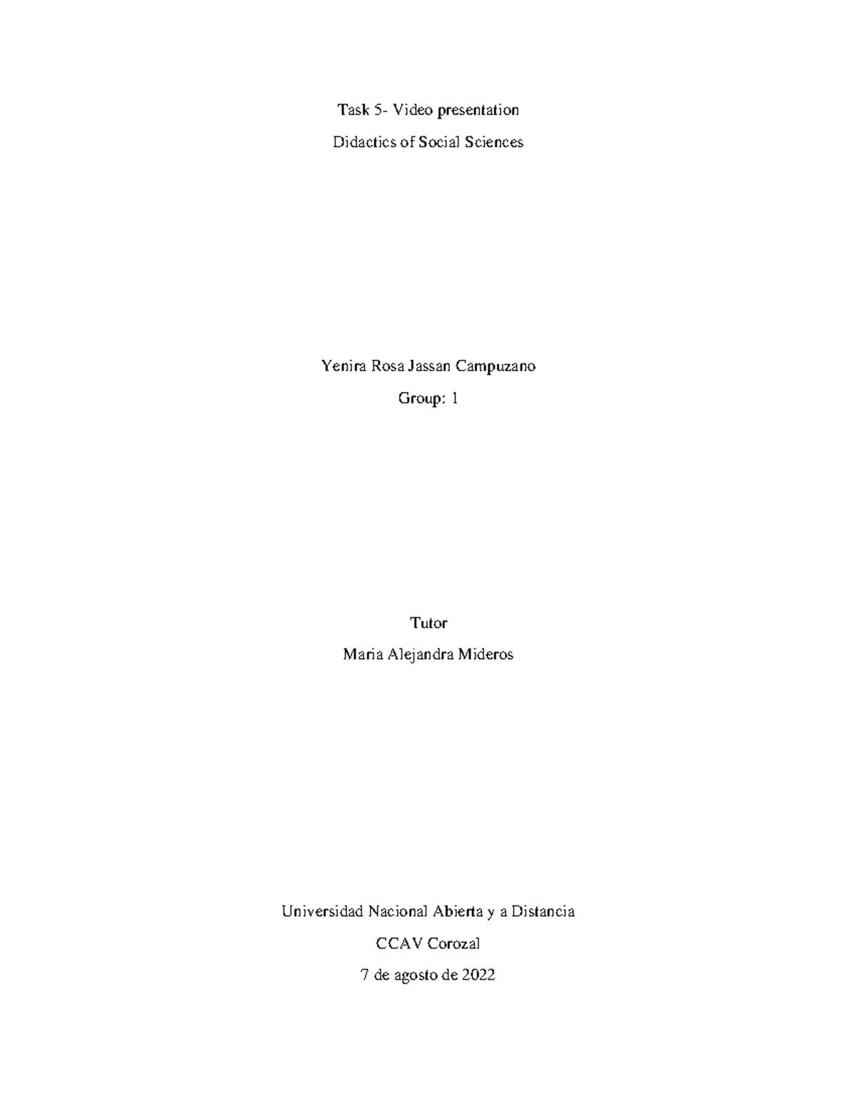 Task 5- Video presentation - Task 5- Video presentation Didactics of ...