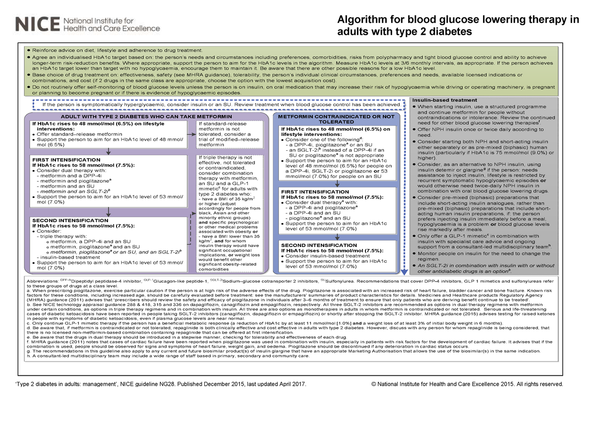 Nice diabetes - NICE - Algorithm for blood glucose lowering therapy in