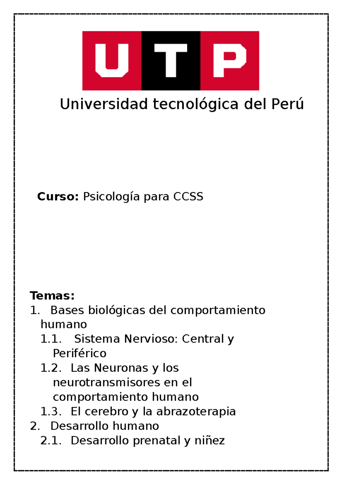 Portafolio Psicologia Para La Ccss Utp Studocu