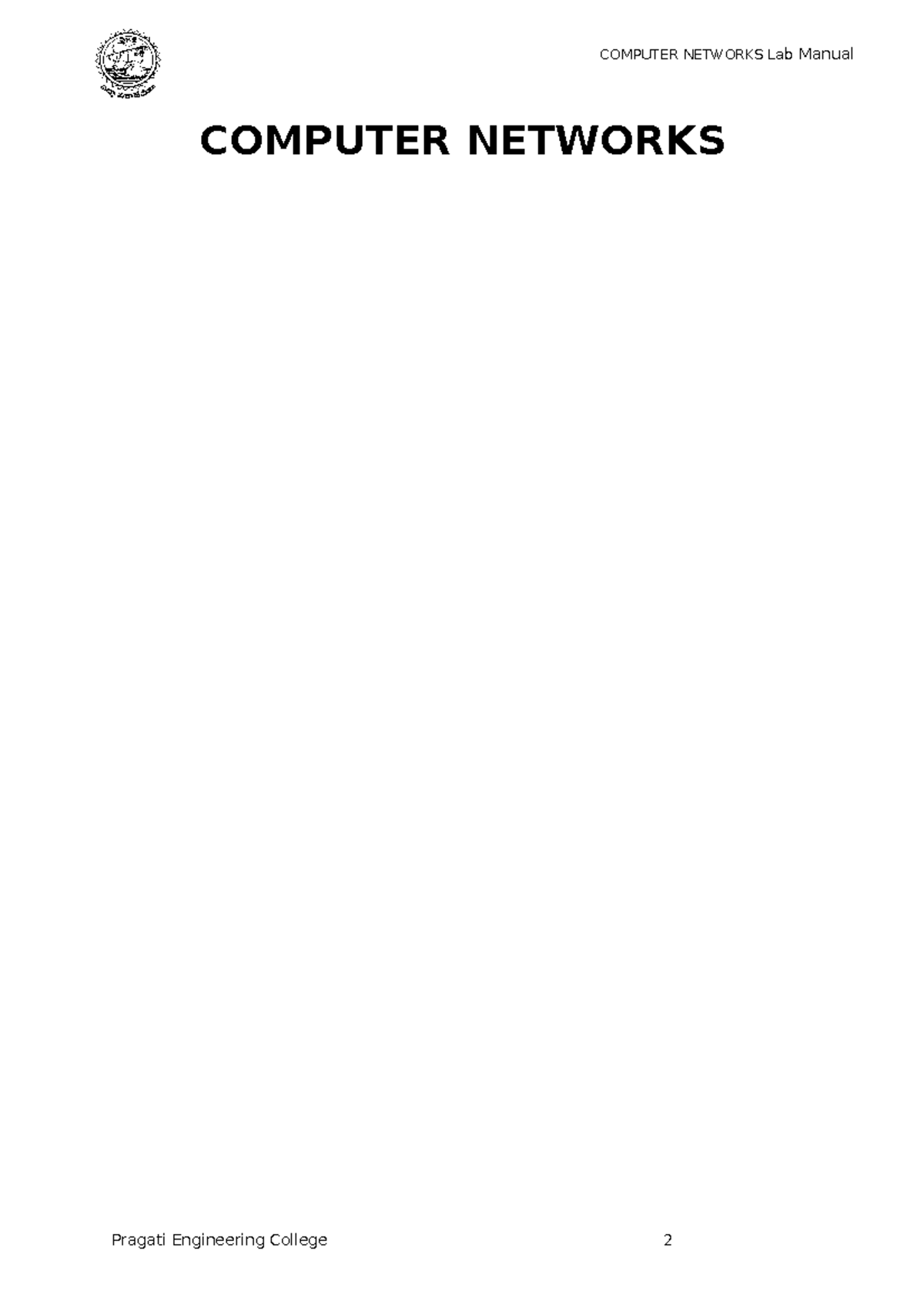 Computer Networks(R20) Faculty Manual 112 programs COMPUTER