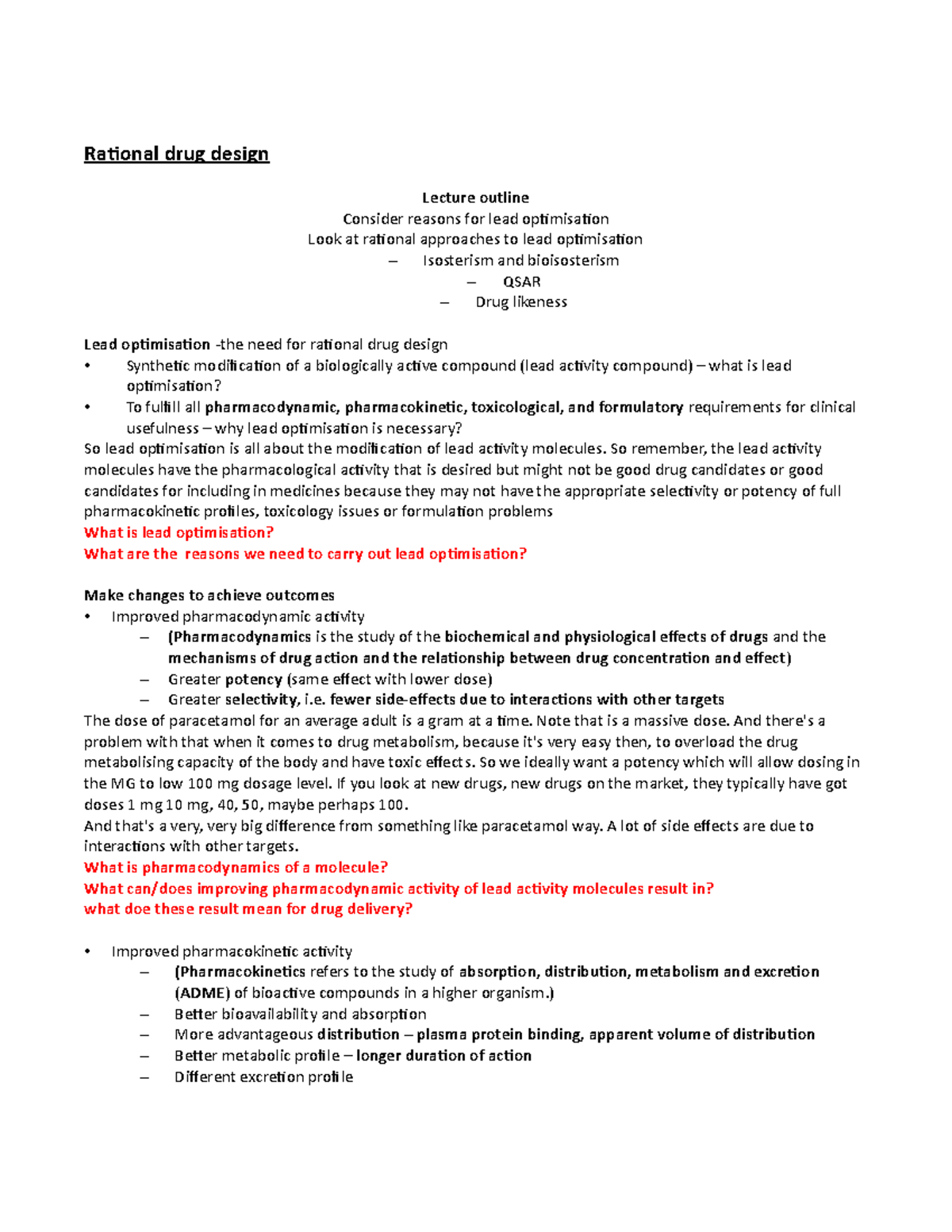Rational drug design - Rational drug design Lecture outline Consider ...