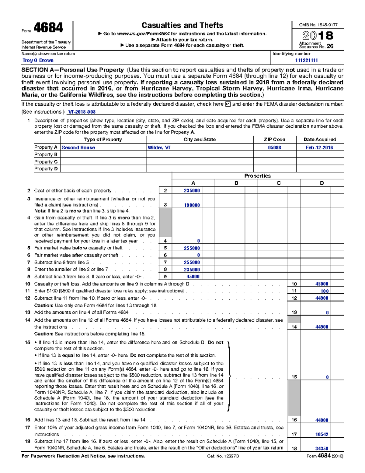 F4684 1 Form Of Big Semester Long Assignment Form 4684 Department Of The Treasury Internal 5522