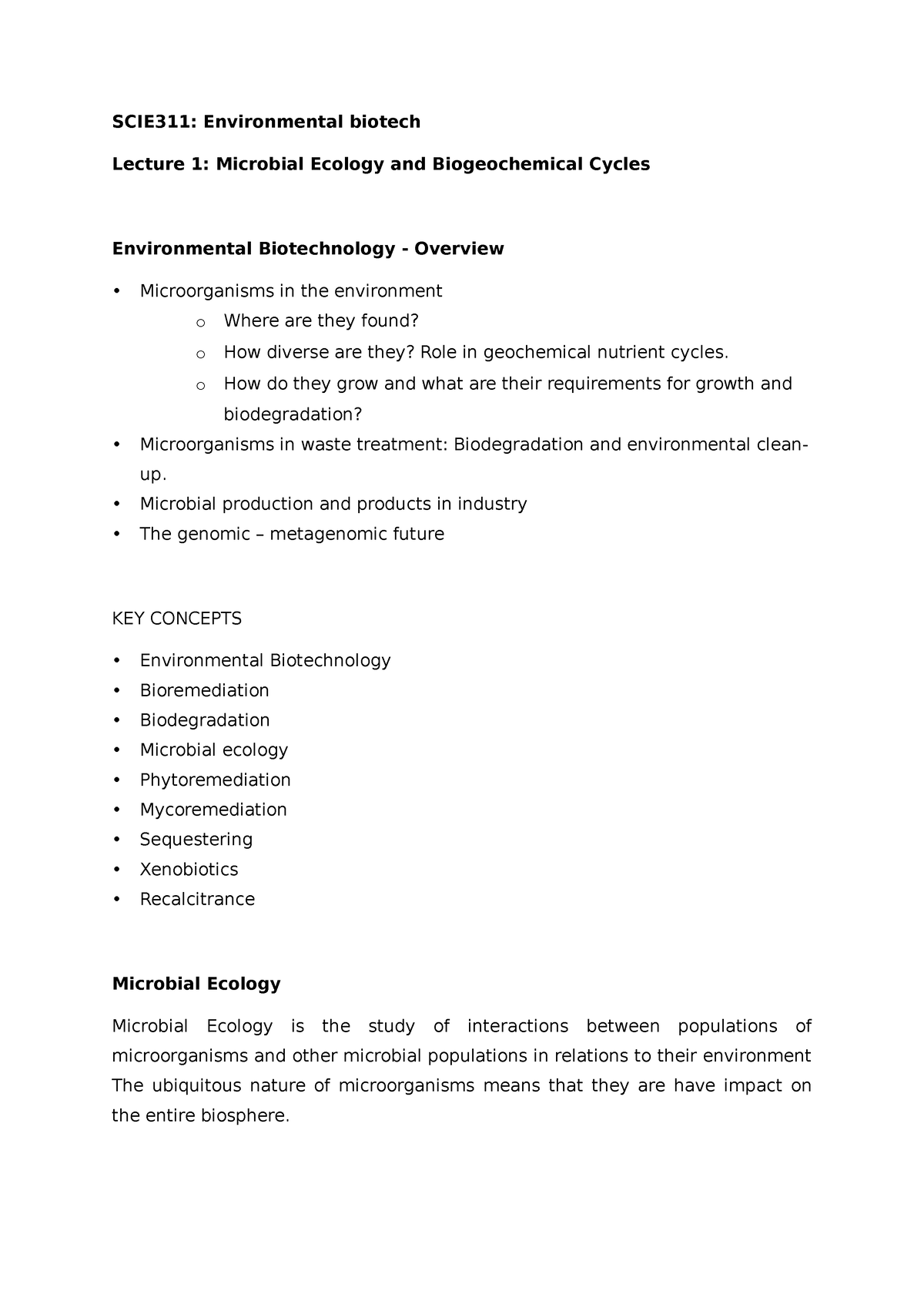 environmental biotechnology assignment topics