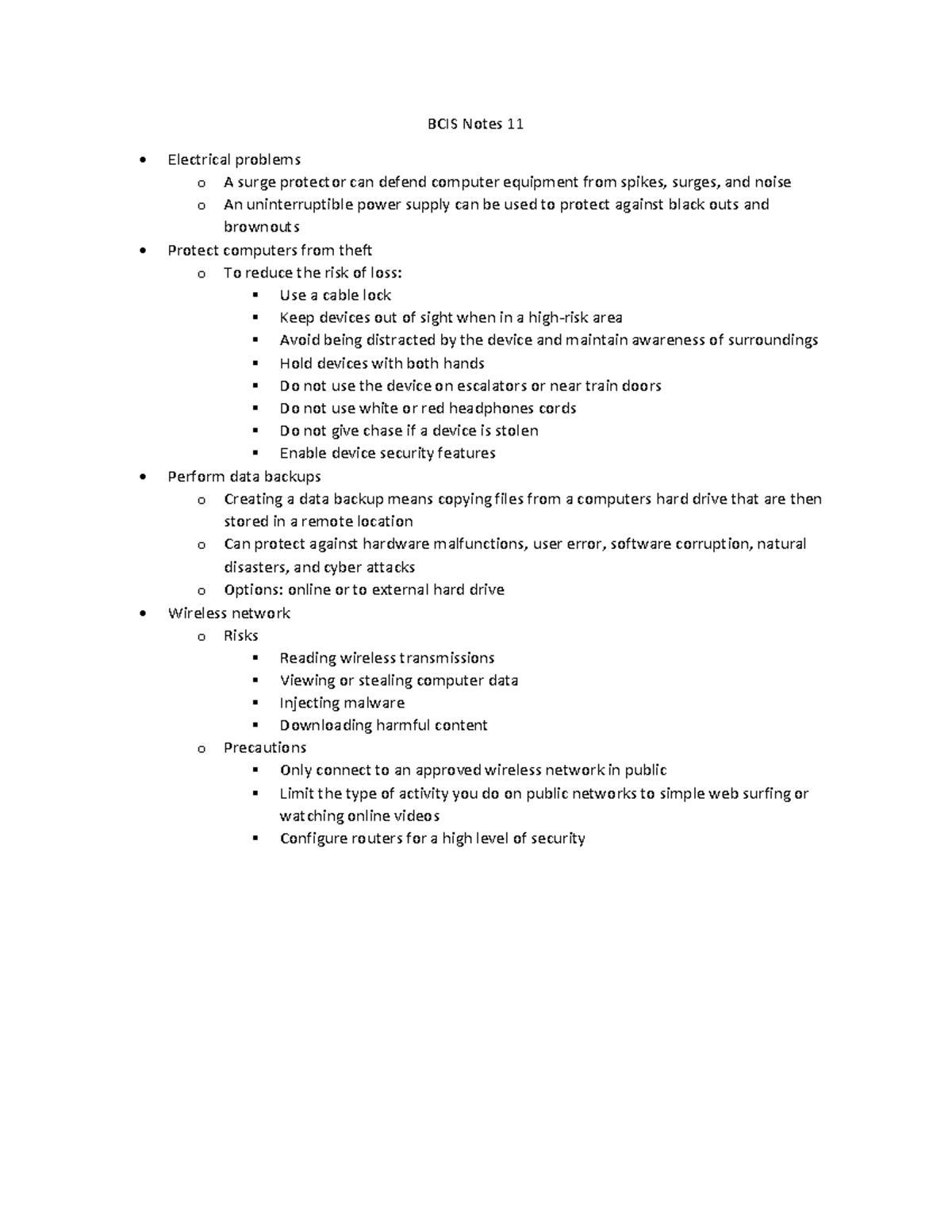 BCIS Notes 11 - BCIS Notes 11 Electrical problems o A surge protector ...