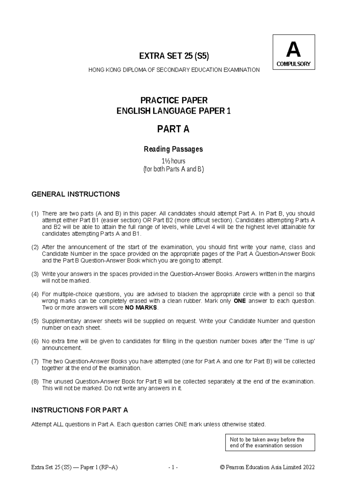 ES25 S5 P1 Student - Mock Paper - EXTRA SET 25 (S5) HONG KONG DIPLOMA ...