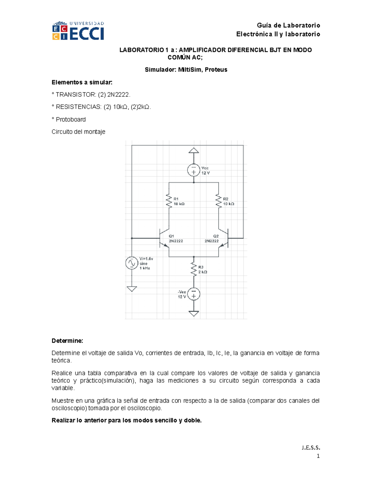 Laboratorio 1 Electrónica 2 - Electrónica II Y Laboratorio LABORATORIO ...