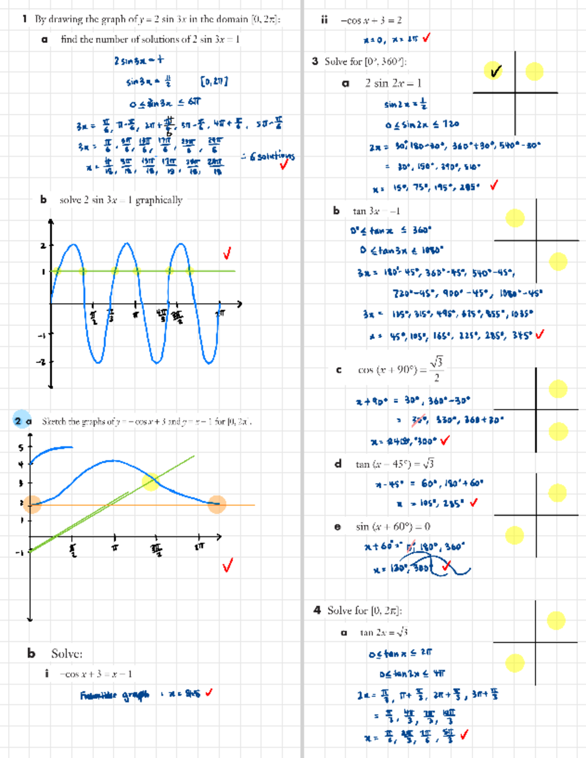 Exercise 4 - 1 drawing the graph of sin 3x in the domain ii a find the ...