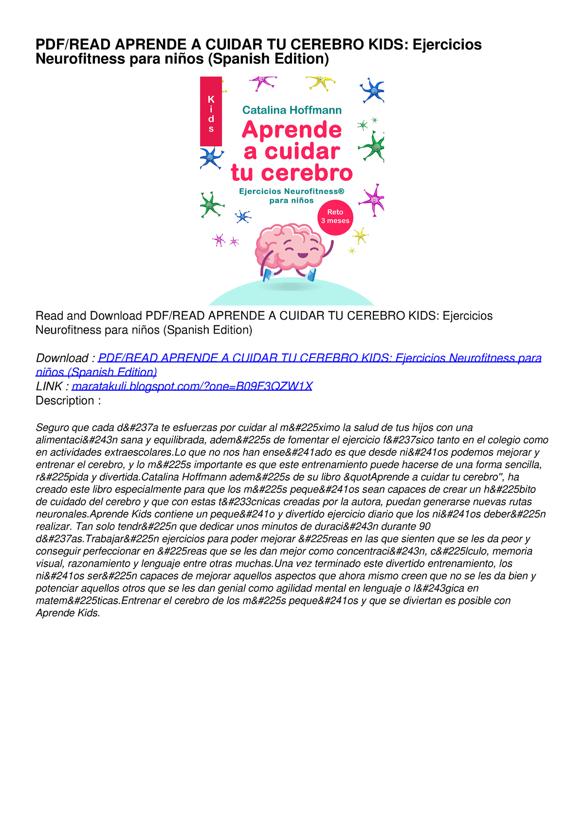 PDF/READ APRENDE A CUIDAR TU CEREBRO KIDS: Ejercicios Neurofitness Para ...