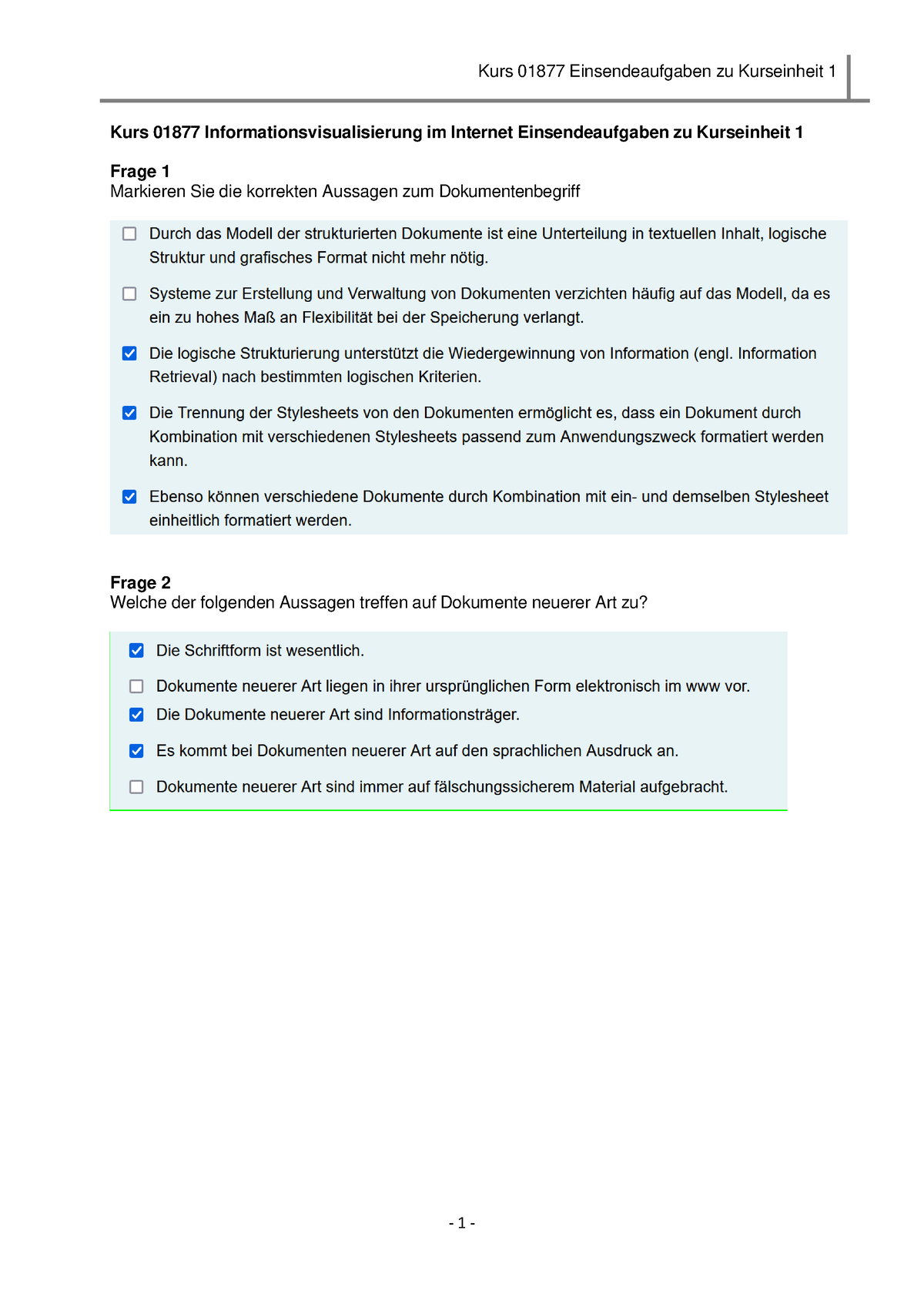 KE 1 Einsendeaufgaben - ML - Kurs 01877 Informationsvisualisierung Im ...