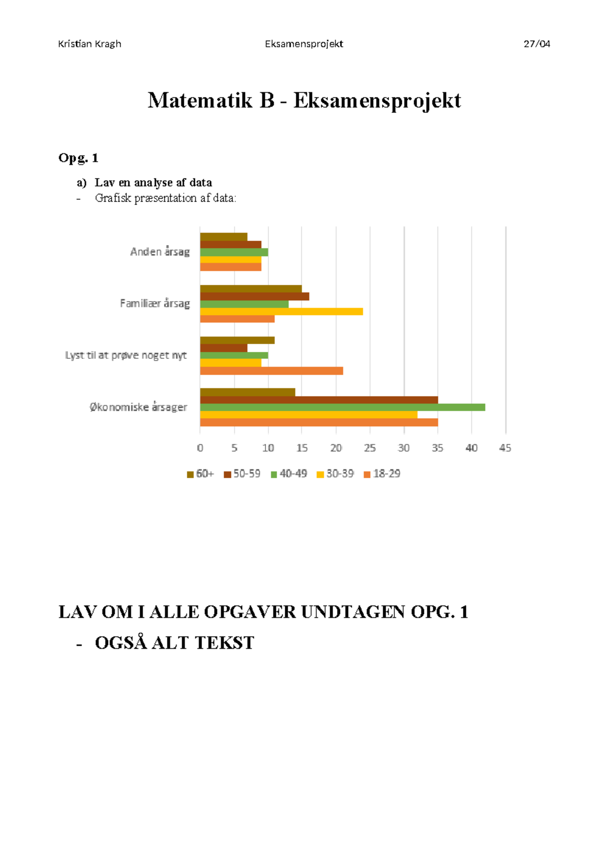 Matematik B - Opgave Omkring Mat - Matematik B - Eksamensprojekt Opg. 1 ...