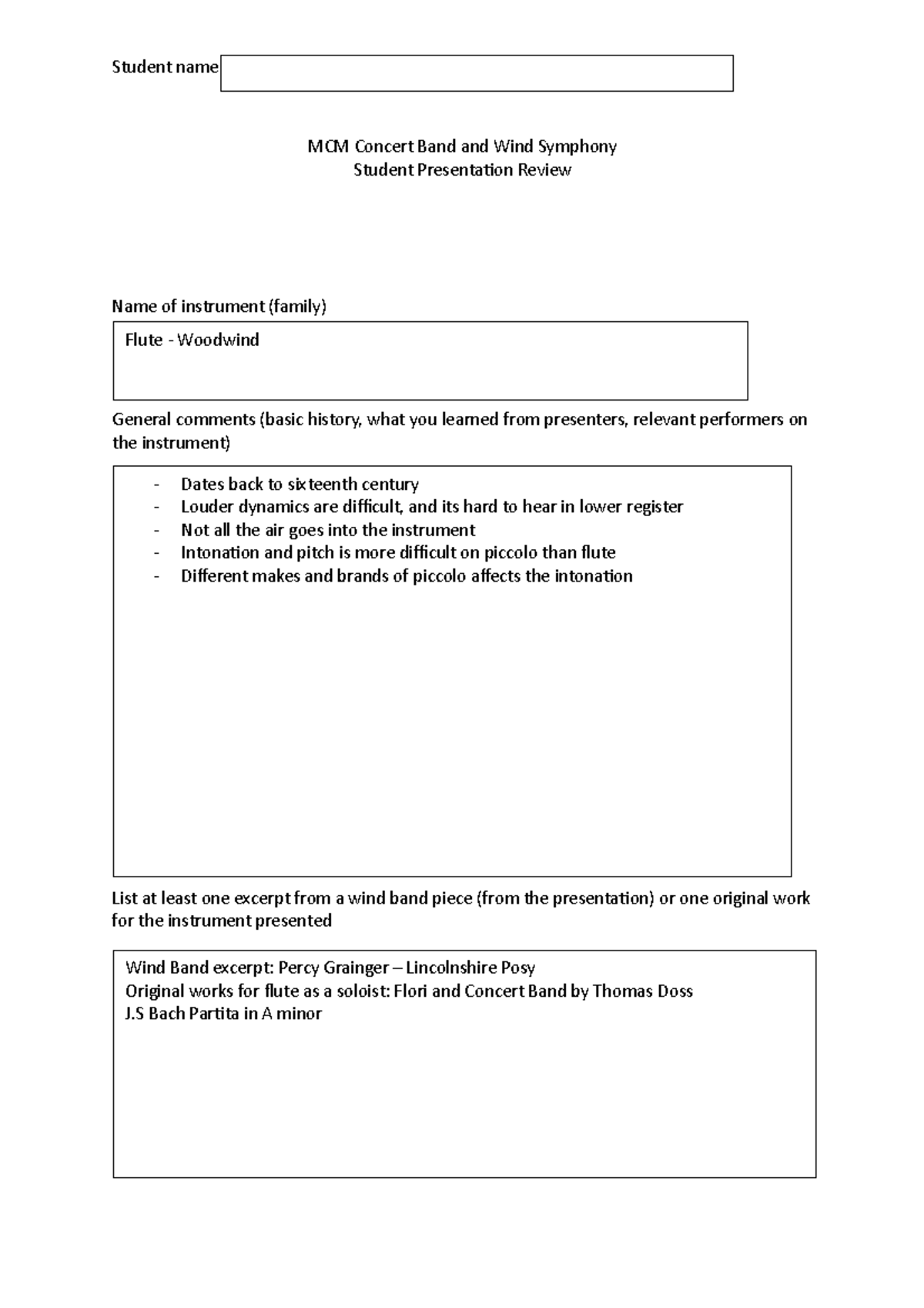 woodwind Flute review assignment presentation - MUSI10094 - Unimelb ...
