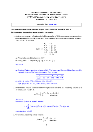 Example Questions For Midterm - ST2334 PROBABILITY ANDSTATISTICS ...