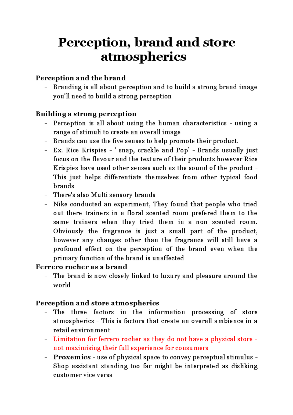 Perception assignment - Perception, brand and store atmospherics ...