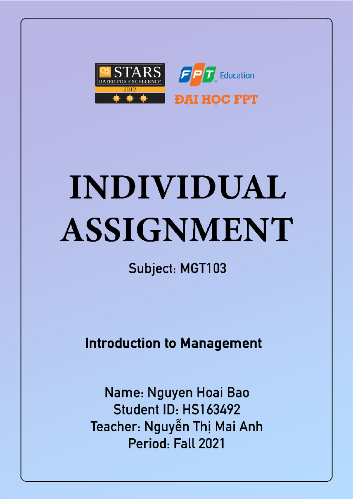 Individual-Assignment-MGT103 - MGT103 Introduction To Business Class ...