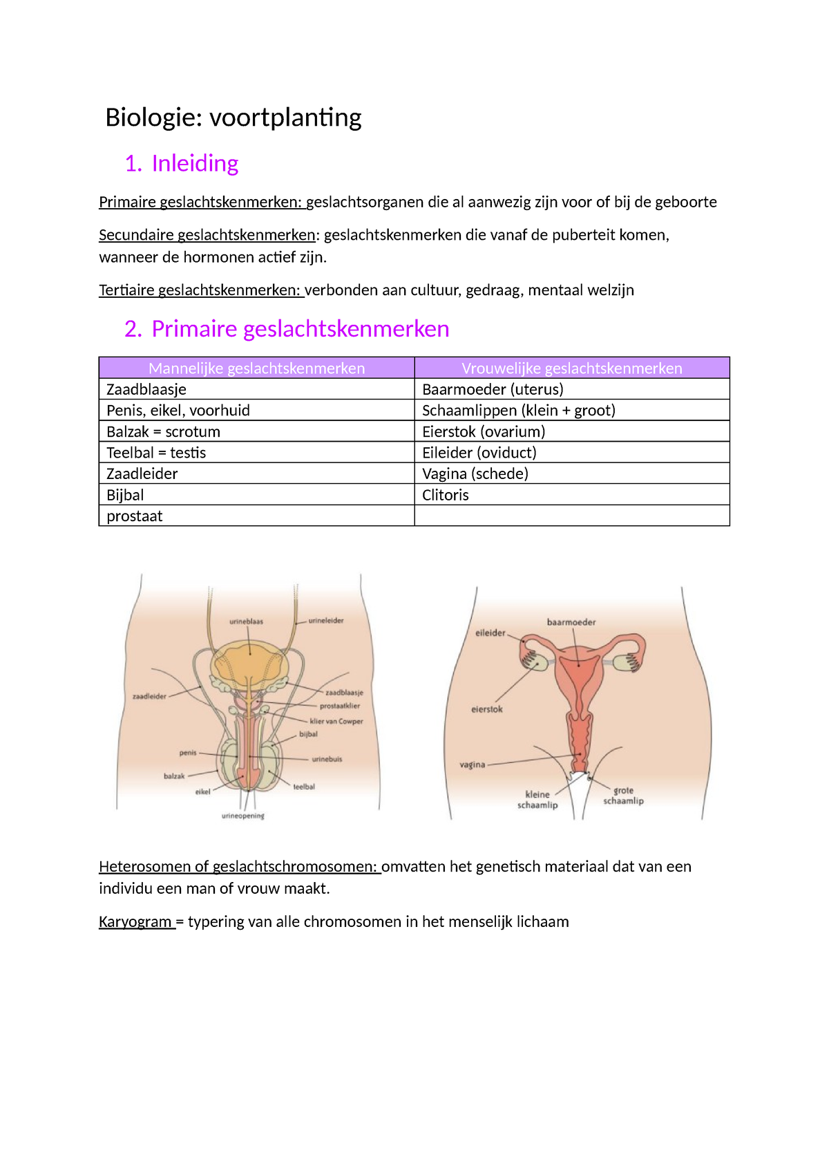 Samenvatting Biologie Voortplanting Biologie Voortplanting 1