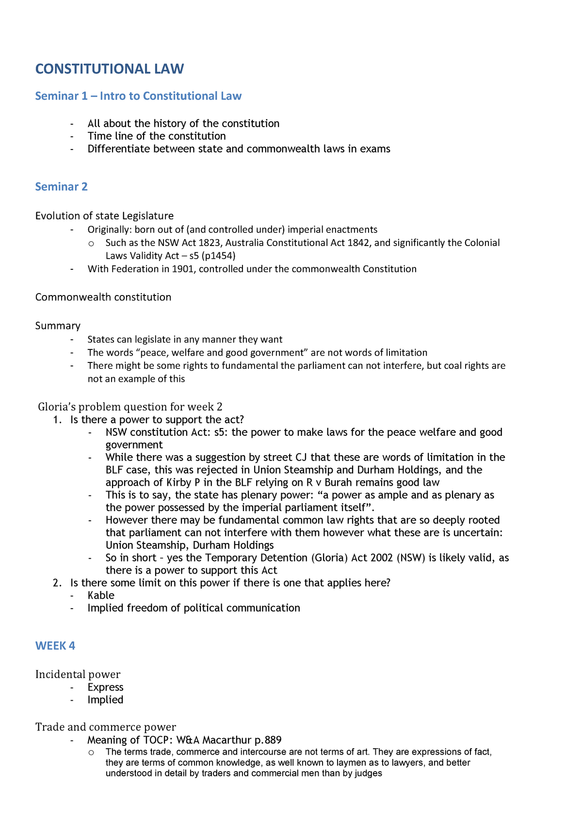 Constitutional LAW - Lecture Notes 1-13 - CONSTITUTIONAL LAW Seminar 1 ...