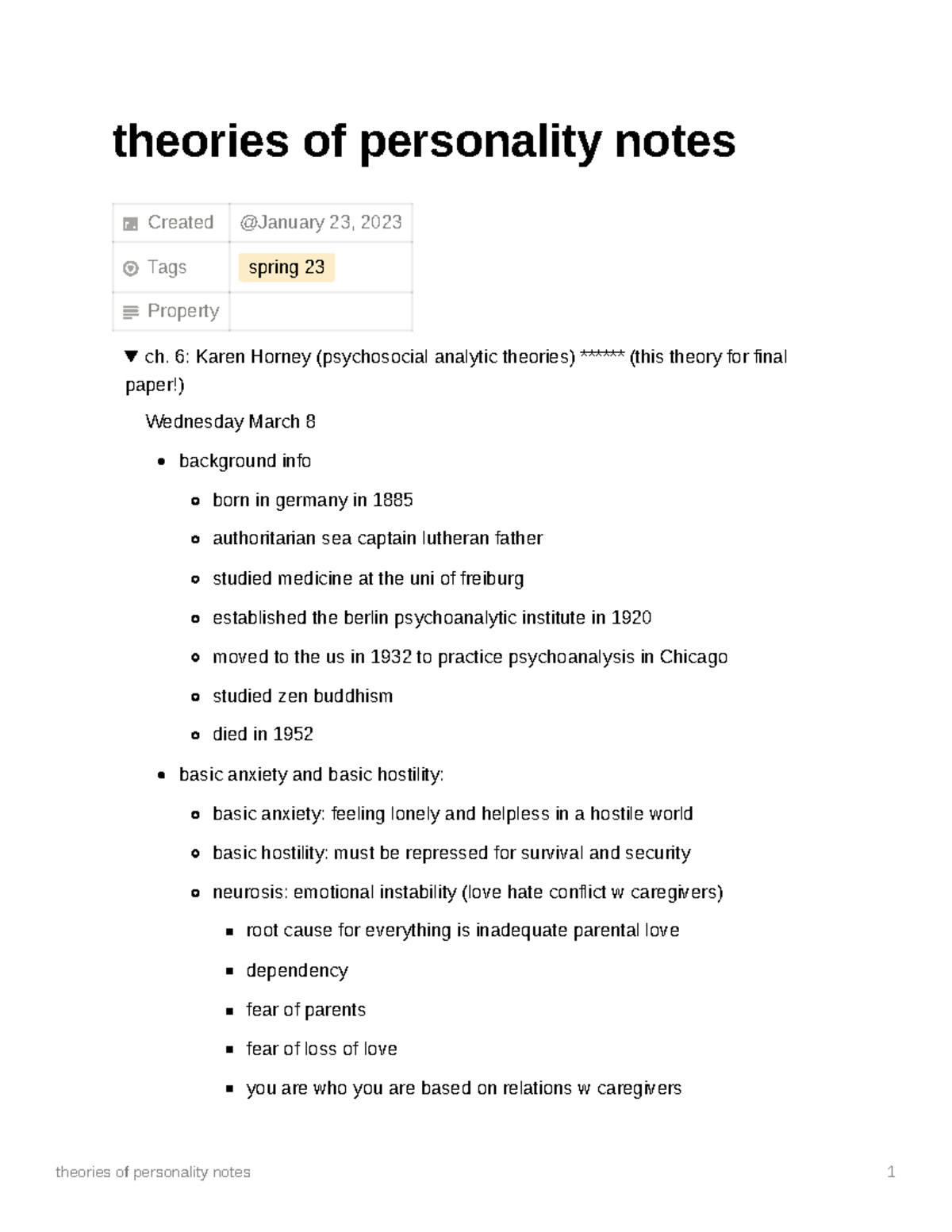 Theories Of Personality Notes - Theories Of Personality Notes Created ...