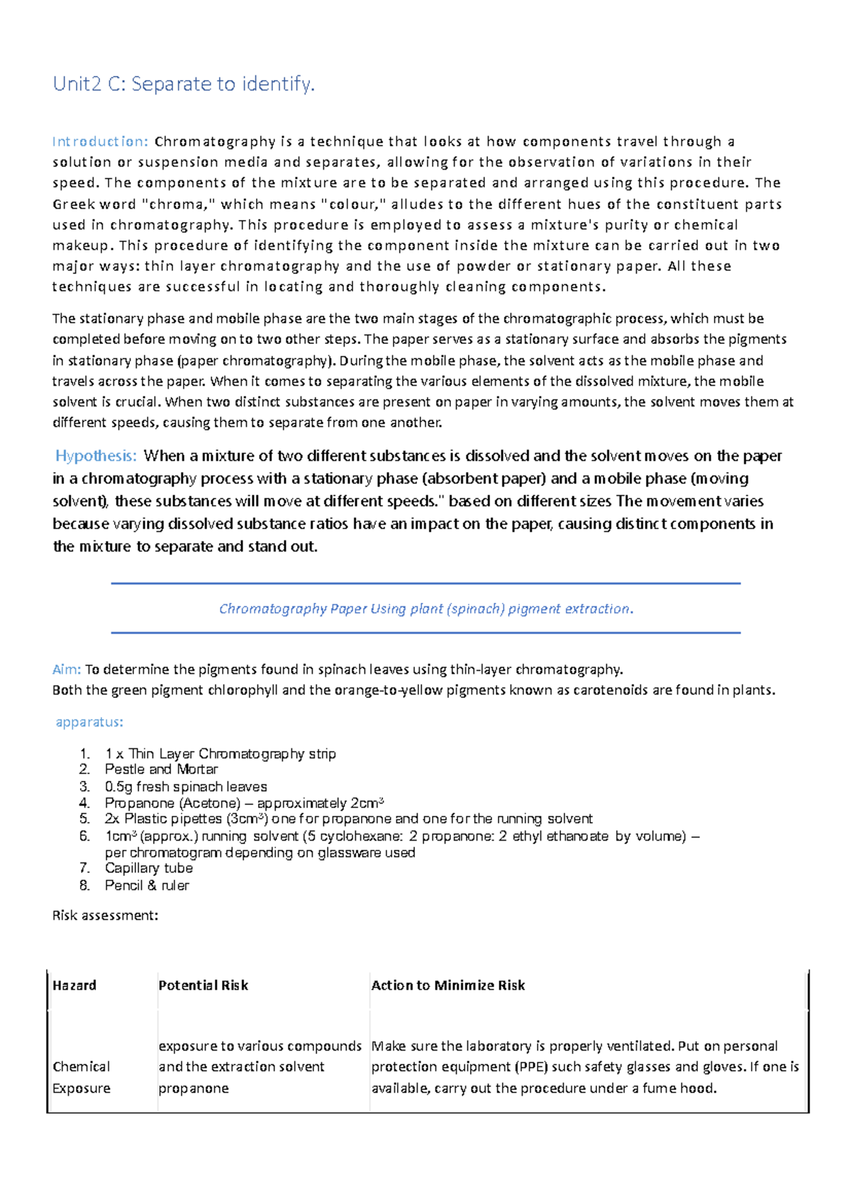 Unit 2 c - 444444 - Unit2 C: Separate to identify. Introduction ...