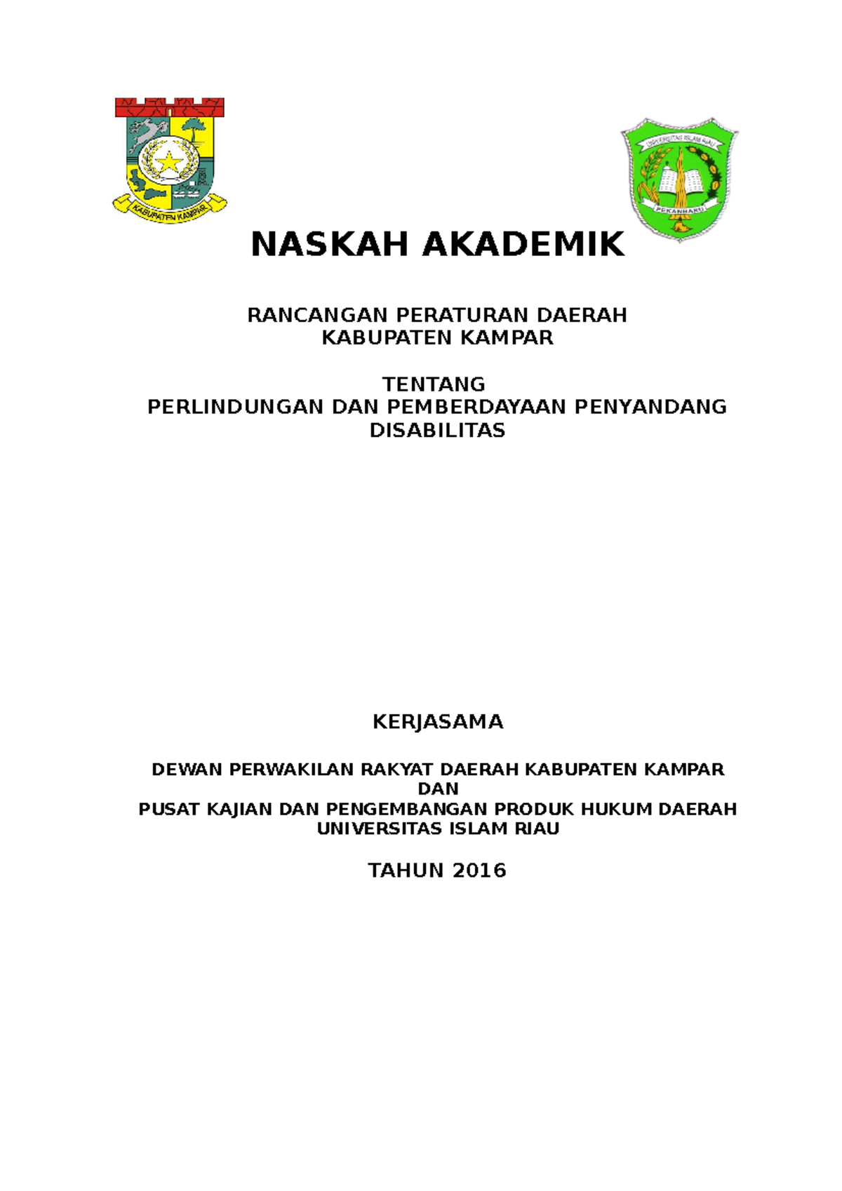 Contoh Pembuatan Naskah Akademik Peraturan Daerah Dan Nasional - NASKAH ...