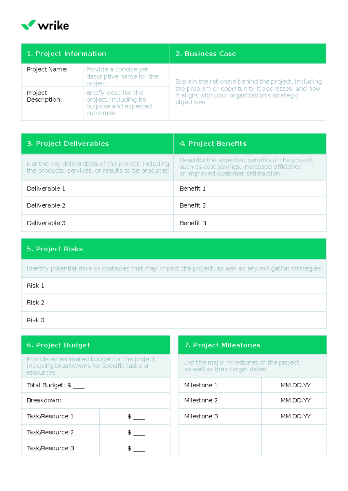 Project-charter-template - 1. Project Information 2. Business Сase ...