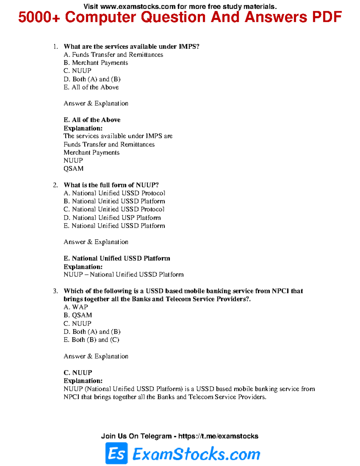 5000+ Computer Question And Answers PDF[www - Visit for more free study ...