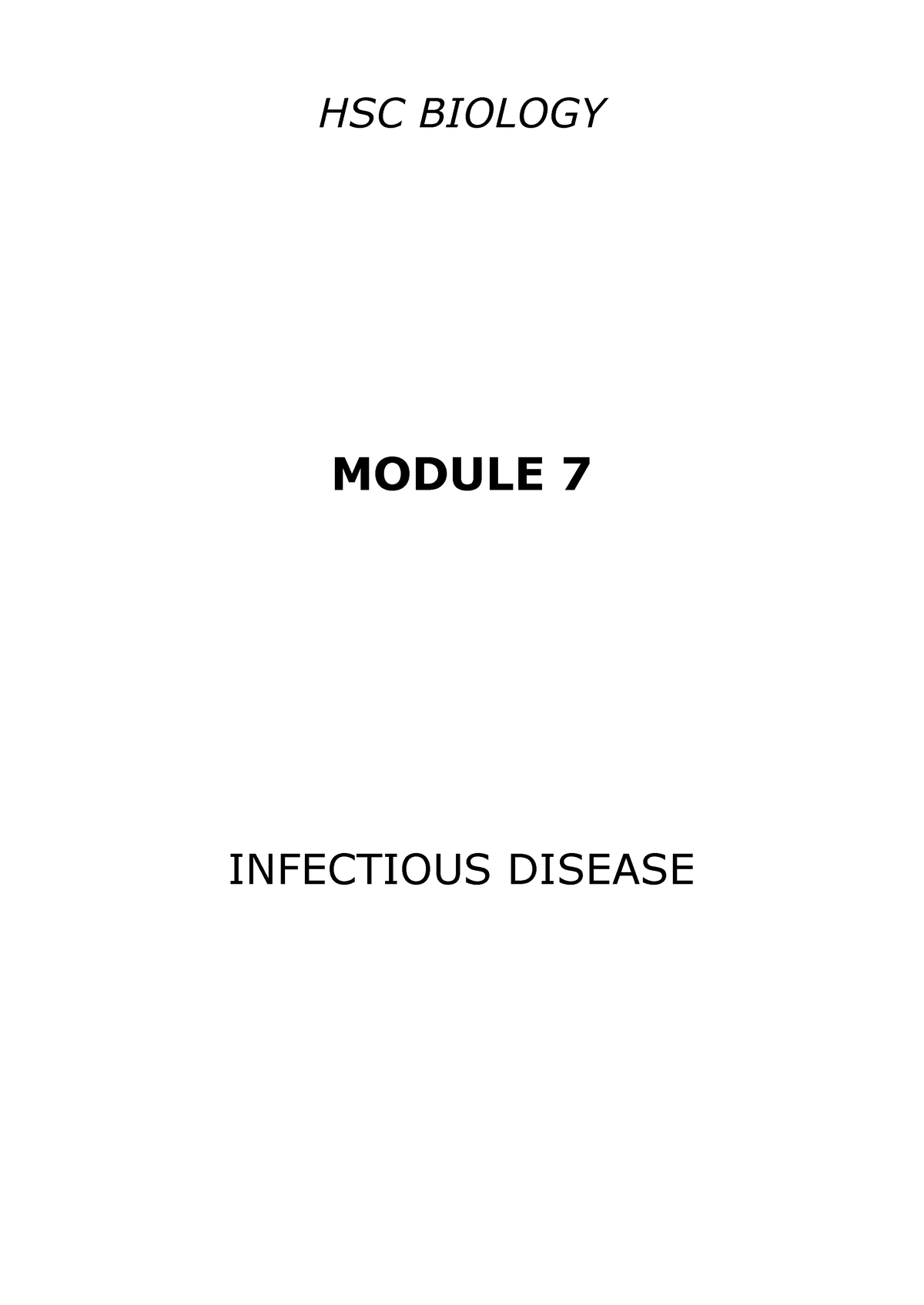 Module 7 Summary - Infectious Disease - HSC BIOLOGY MODULE 7 INFECTIOUS ...