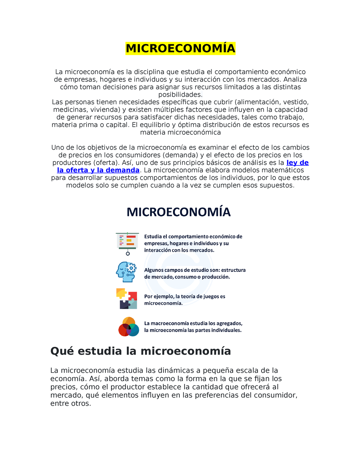 Copia De Microeconomía - MICROECONOMÍA La Microeconomía Es La ...