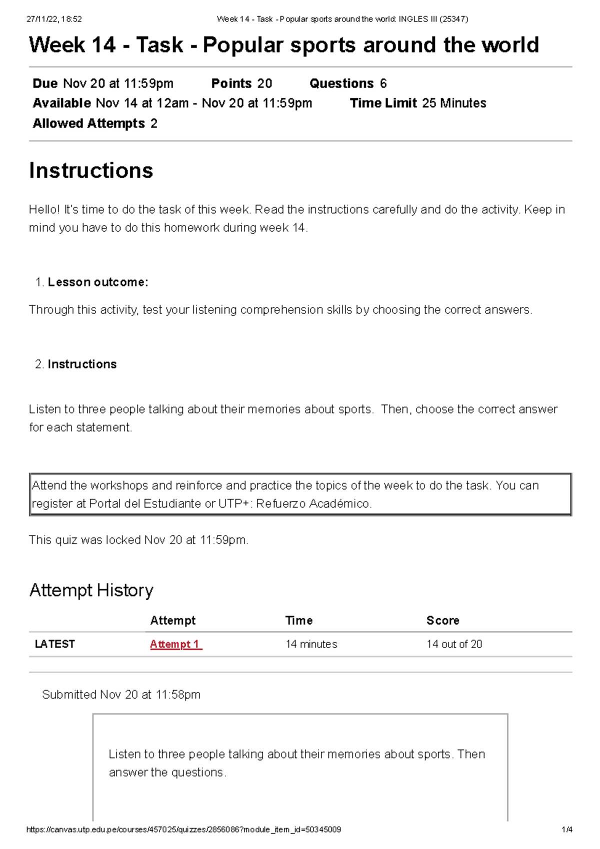 Week 14 - Task - Popular sports around the world Ingles III - Week 14 ...