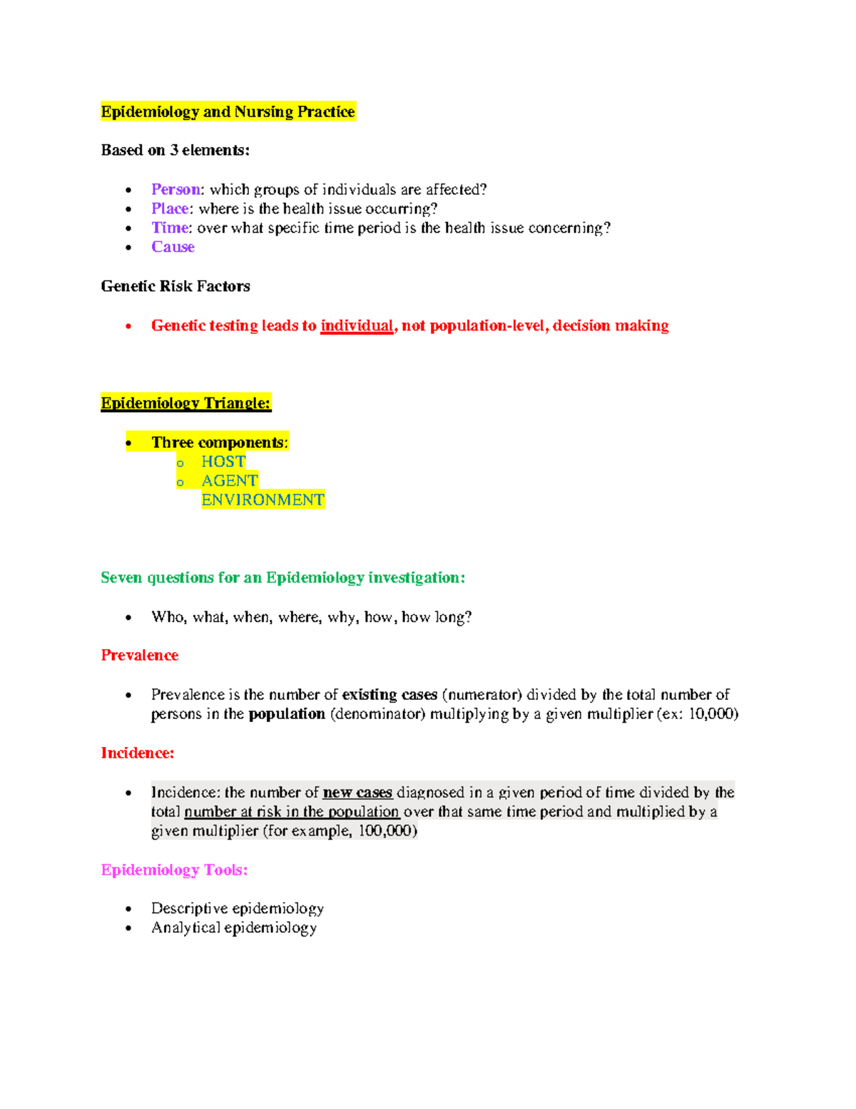 Comm Exam 3 - Comm Exam 3 - Epidemiology and Nursing Practice Based on ...