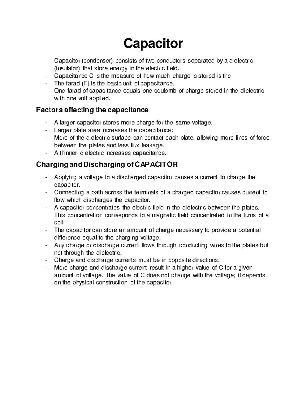 Capacitor Capacitor Capacitor (condenser) consists of two conductors