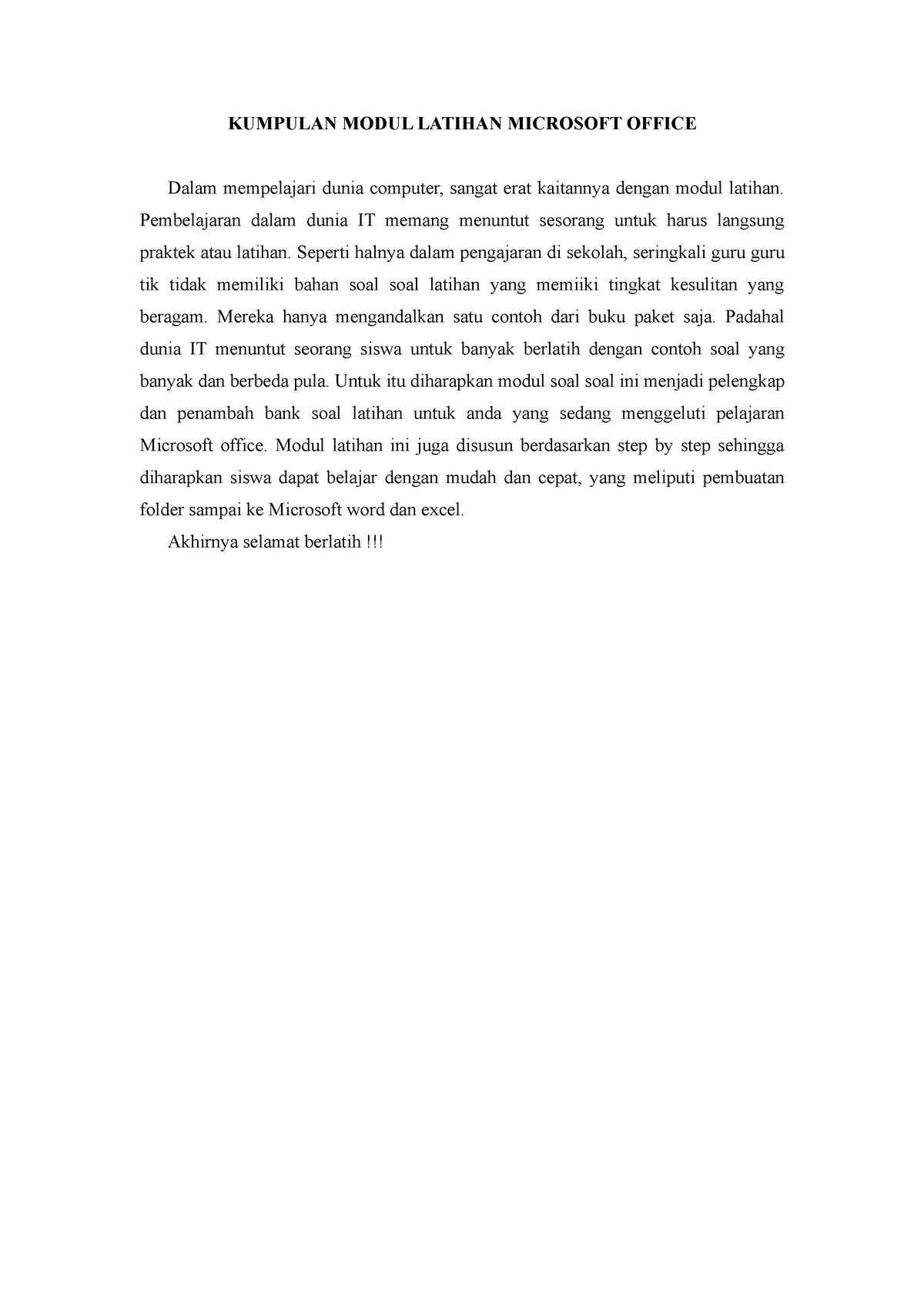 SOAL Latihan Praktek MS WORD 2 - ####### KUMPULAN MODUL LATIHAN ...