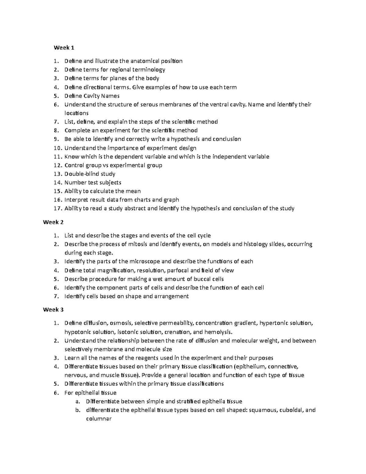 What Is All on Lab Exam - anatomy 121 - Week 1 Define and illustrate ...