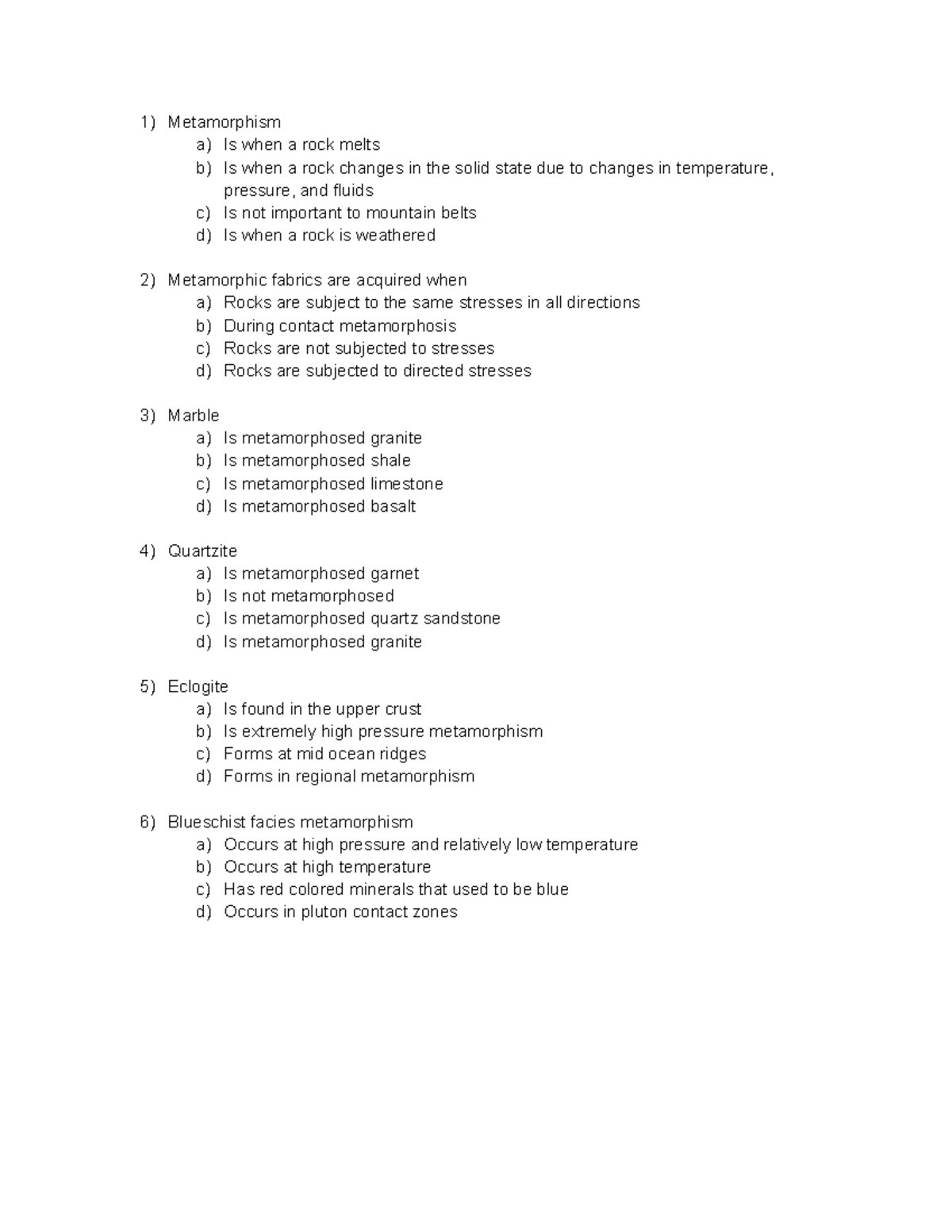 Physical Geology - 2nd Edition - Chapter 7 Reading Quiz - Metamorphism ...