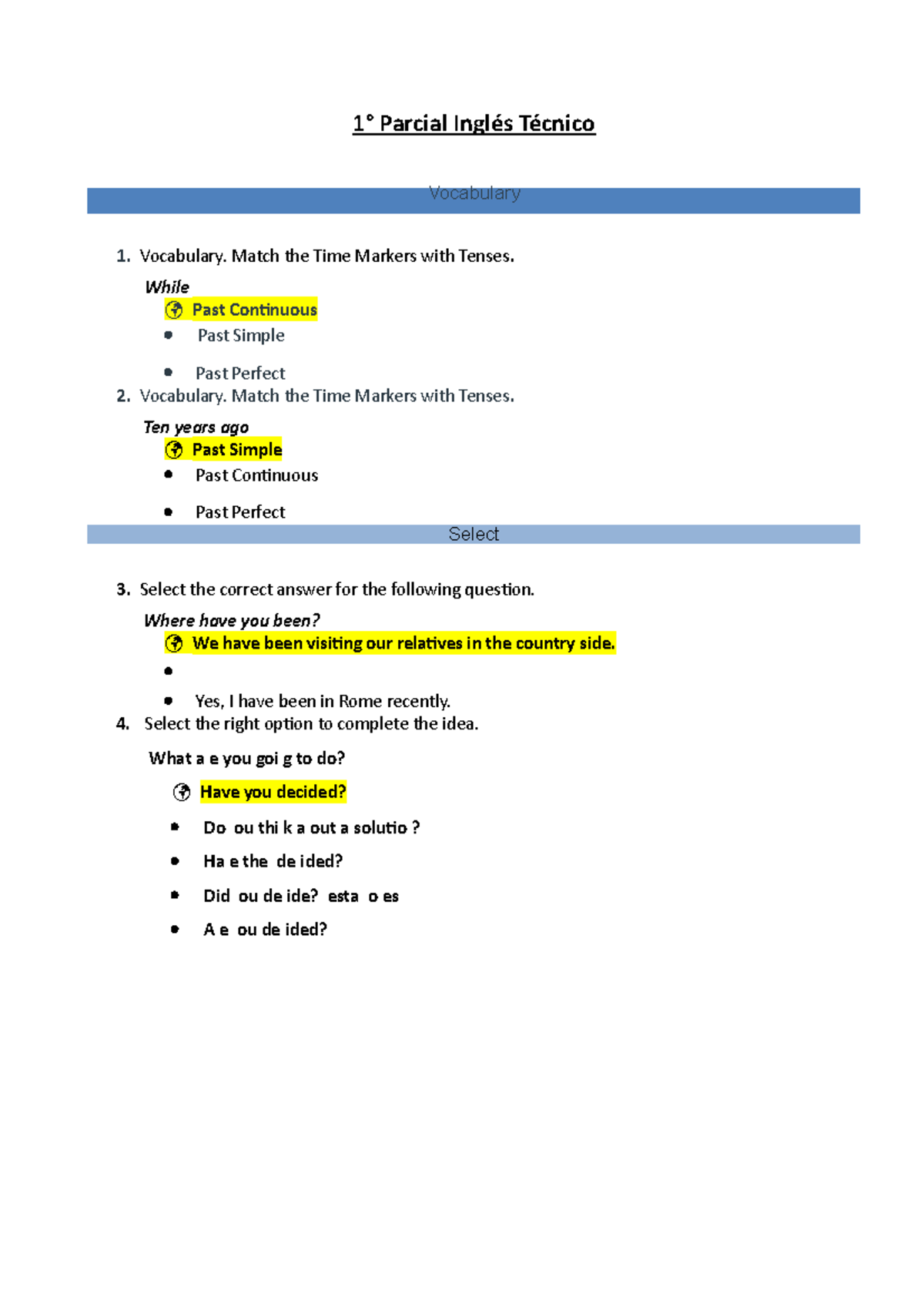 Ingles TEC. 1° Parcial(1) (1) (1) INGLES TECNICO Universidad