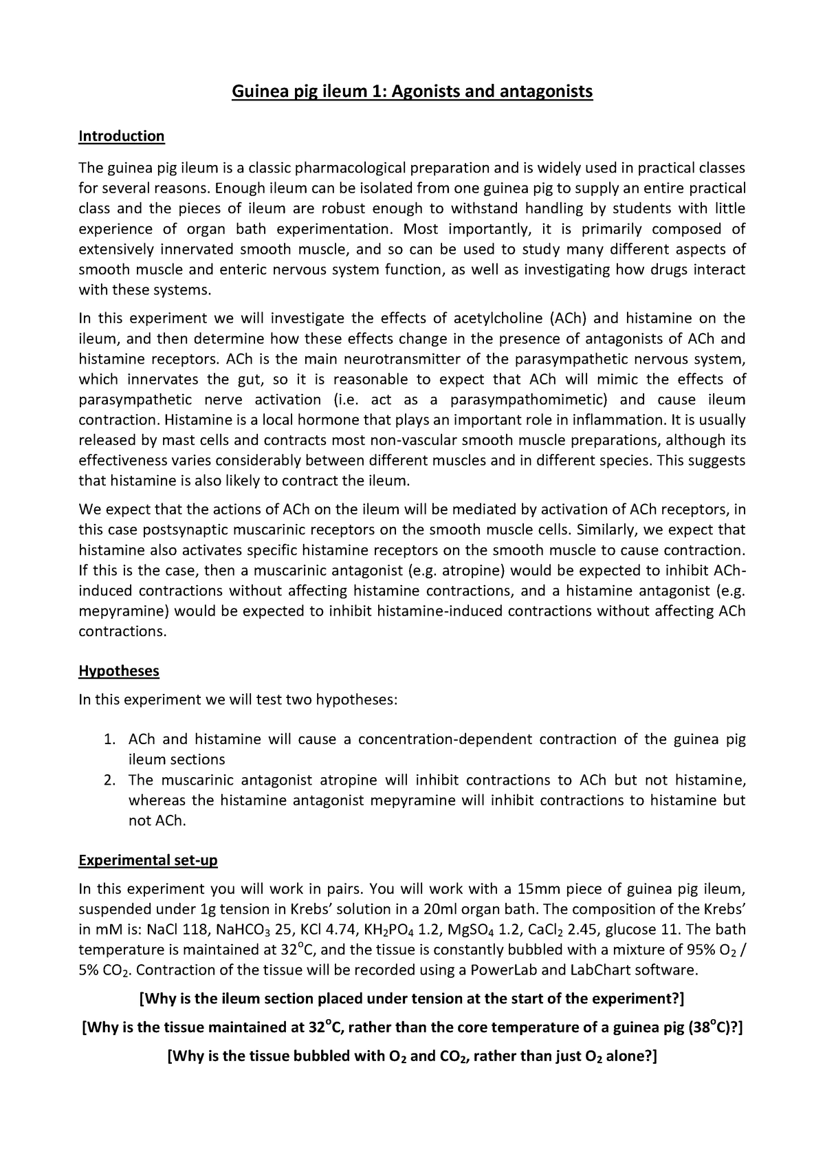 guinea pig ileum experiment lab report